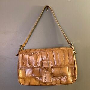 Vintage Danier Embossed Crocodile Leather Bag in Tan